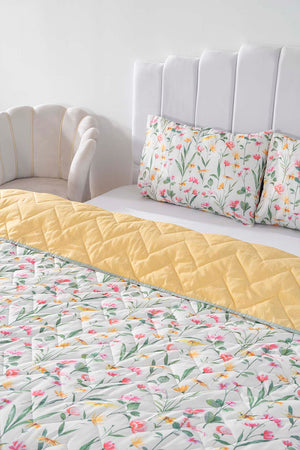Botanical Çift Kişilik Outlet Pamuklu Kapitone Pike & Çok Amaçlı Yatak Örtüsü