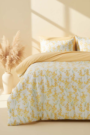 Lorisa Sarı Çift Kişilik Outlet Nevresim Takımı Pamuklu