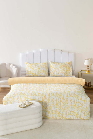 Lorisa Sarı Çift Kişilik Outlet Nevresim Takımı Pamuklu