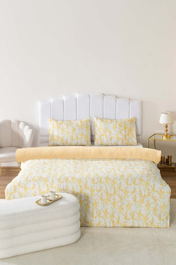 Lorisa Sarı Çift Kişilik Outlet Nevresim Takımı Pamuklu