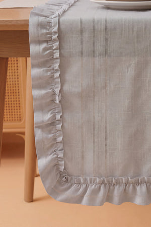 Gri Fırfırlı Colber Runner 45x115 cm