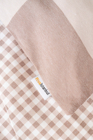 Kahve Kareli Çift Kişilik Outlet Nevresim Takımı Pamuklu