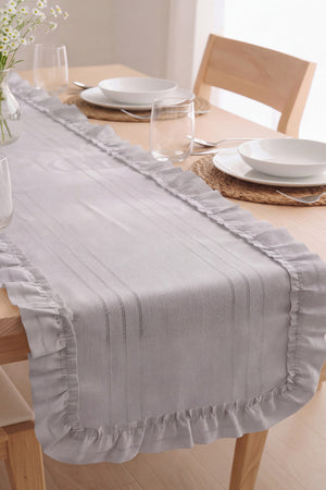 Gri Fırfırlı Colber Runner 45x115 cm