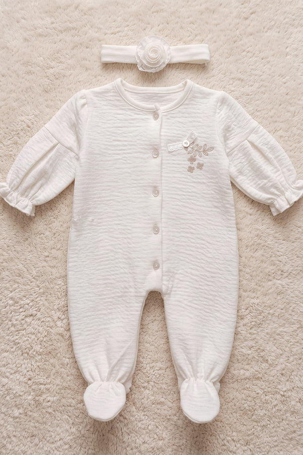 Mini Lady Bandanalı %100 Pamuklu Bebek Tulumu 3-6 Ay