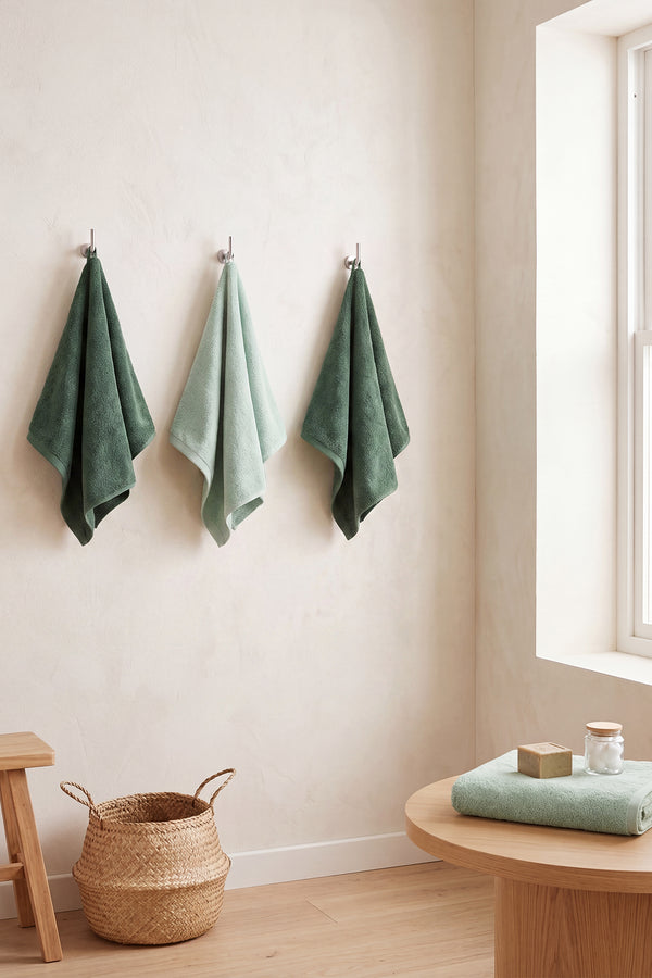 Haki & Yeşil Doğal Renkli 4'lü %100 Pamuklu Havlu Seti 50x90
