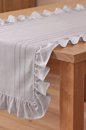 Gri Fırfırlı Colber Runner 45x115 cm