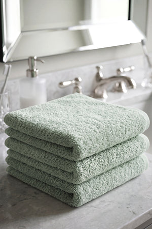 Yeşil Doğal Renkli 3'lü %100 Pamuklu Havlu Seti 50x90