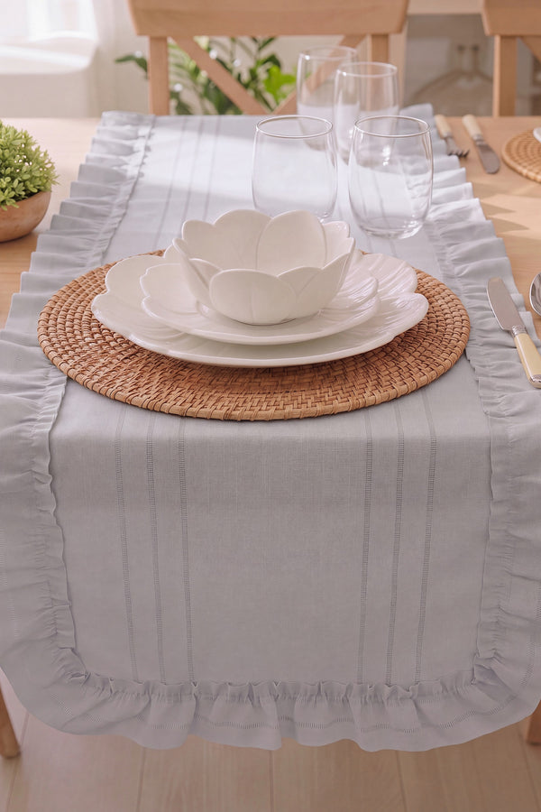 Gri Fırfırlı Colber Runner 45x115 cm