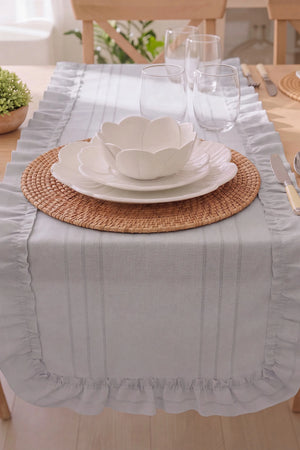 Gri Fırfırlı Colber Runner 45x115 cm – görsel 2