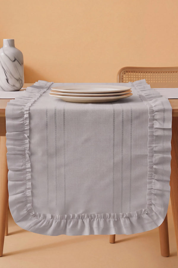 Gri Fırfırlı Colber Runner 45x115 cm
