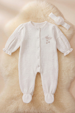 Mini Lady Bandanalı %100 Pamuklu Bebek Tulumu 3-6 Ay