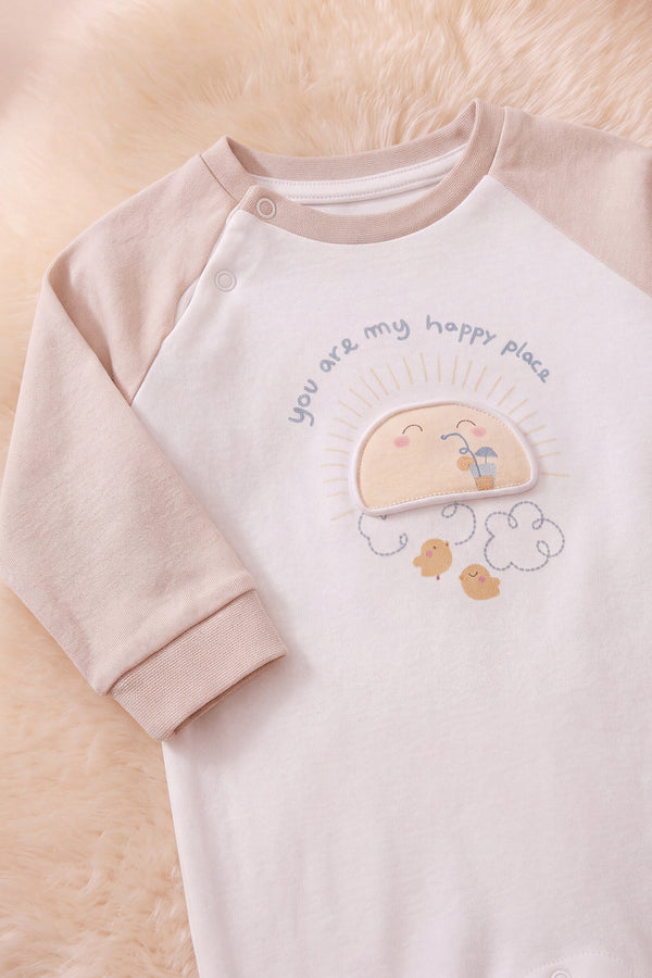My Happy Place Güneş Kabartmalı %100 Pamuklu Bebek Tulumu 1-3 Ay