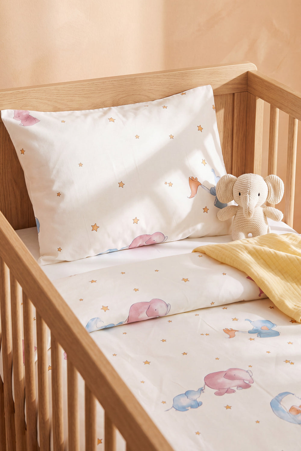 Sleep Time %100 Pamuklu Bebek Nevresim Seti - meşe bebek karyolasında