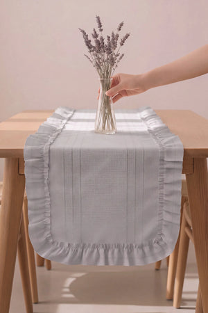 Gri Fırfırlı Colber Runner 45x115 cm – görsel 3
