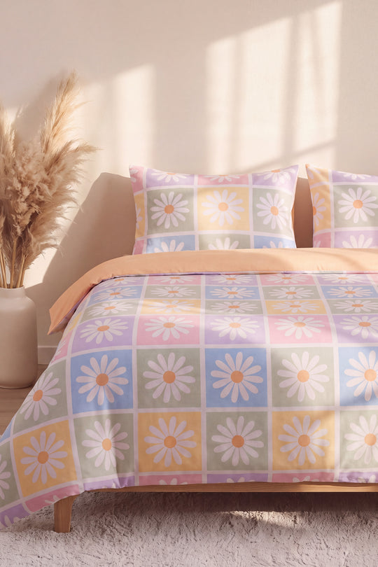 Candy Bloom Nefes Alan Pamuklu Çift Kişilik Nevresim Takımı - önden görünüm