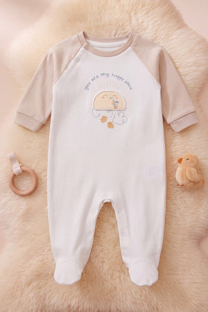 My Happy Place Güneş Kabartmalı %100 Pamuklu Bebek Tulumu 1-3 Ay