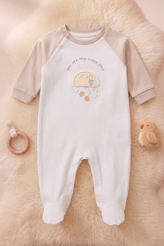 My Happy Place Güneş Kabartmalı %100 Pamuklu Bebek Tulumu 1-3 Ay