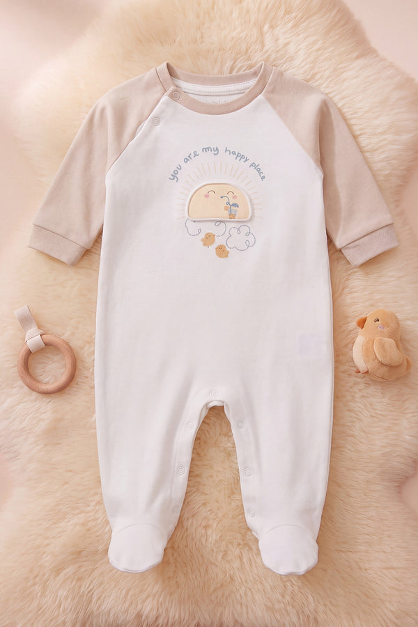 My Happy Place Güneş Kabartmalı %100 Pamuklu Bebek Tulumu 1-3 Ay
