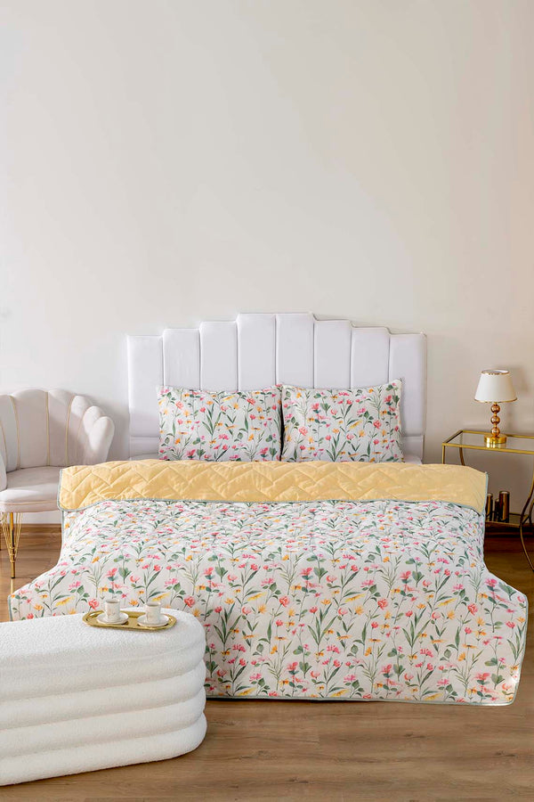 Botanical Çift Kişilik Outlet Pamuklu Kapitone Pike & Çok Amaçlı Yatak Örtüsü