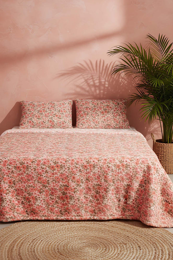 Pembe Bahar Çift Kişilik Peluş Battaniye