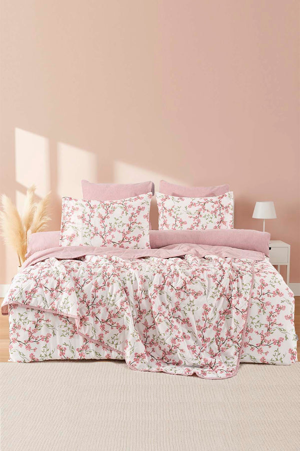 Sakura Çift Kişilik Nevresimli Pike Takımı - 7 Parça Çeyiz Seti