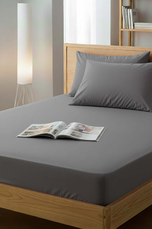 Gri Tek Kişilik Lastikli Çarşaf 100x200