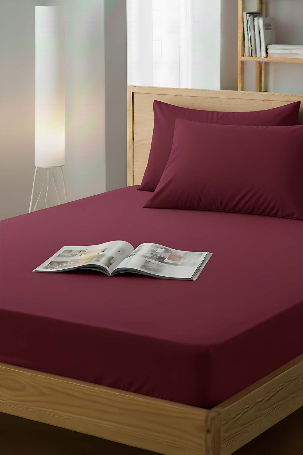 Bordo Çift Kişilik Lastikli Çarşaf 160x200