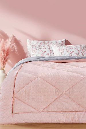 Pudra-Gri Modie Çift Kişilik Çift Taraflı Lüx Yorgan 195x215 cm