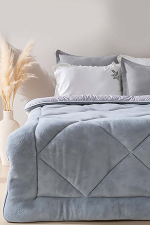 Gri Loura Çift Kişilik Çift Taraflı Lüx Wellsoft Yorgan 195x215 cm