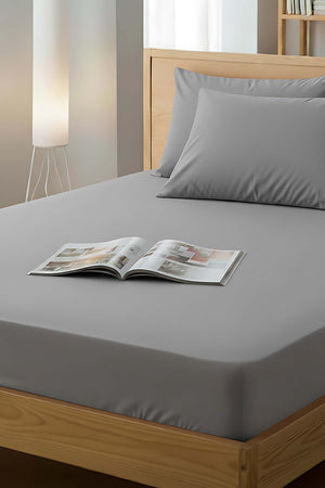 Gri Tek Kişilik Lastikli Çarşaf 100x200