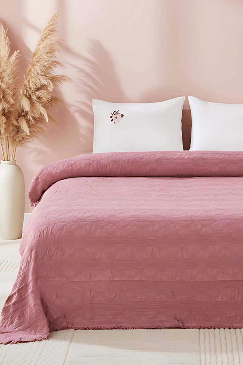 Felix Rose Çift Kişilik %100 Pamuklu Pike Takımı – 4 Parça Çeyiz Seti