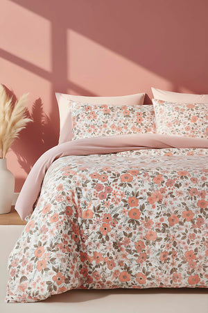 Pembe Bahar Çift Kişilik Nevresim Takımı Pamuklu