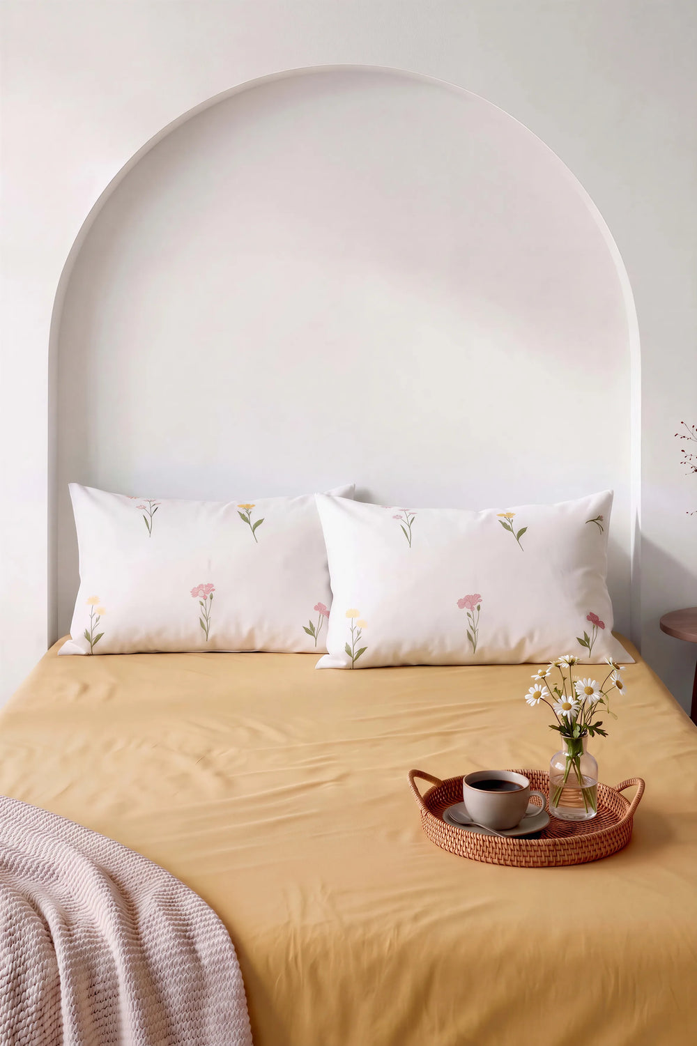 Sarı Bella Çift Kişilik Lastikli Çarşaf Takımı 160x200 cm - 3 Parça