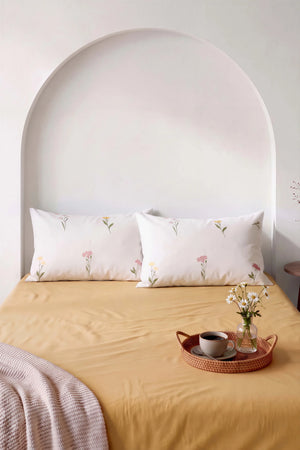 Sarı Bella Çift Kişilik Lastikli Çarşaf Takımı 160x200 cm - 3 Parça – görsel 2