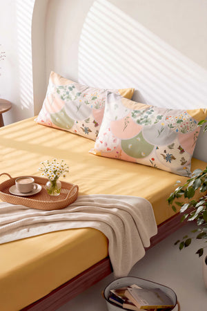 Sarı Alora Çift Kişilik Düz Çarşaf Takımı - 3 Parça – görsel 4