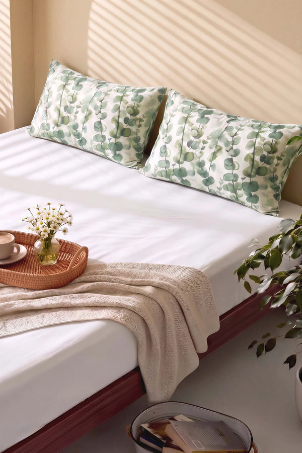 Beyaz Okaliptus Çift Kişilik Düz Çarşaf Takımı - 3 Parça – görsel 4