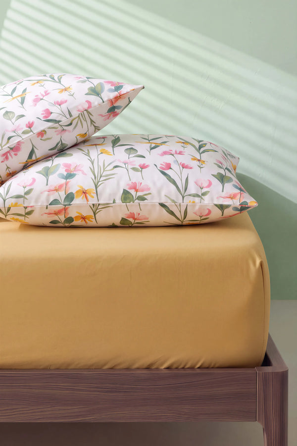 Sarı Botanical Çift Kişilik Lastikli Çarşaf Takımı 160x200 cm - 3 Parça – görsel 4