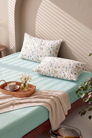 Yeşil Gardenya Çift Kişilik Lastikli Çarşaf Takımı 160x200 cm - 3 Parça – görsel 6