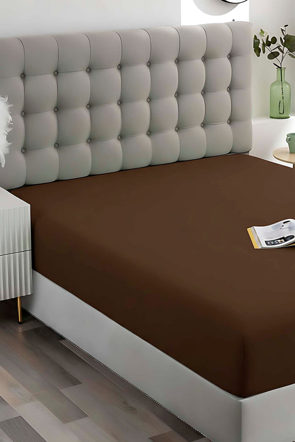 Kahverengi Pamuklu Tek Kişilik Lastikli Çarşaf 100x200