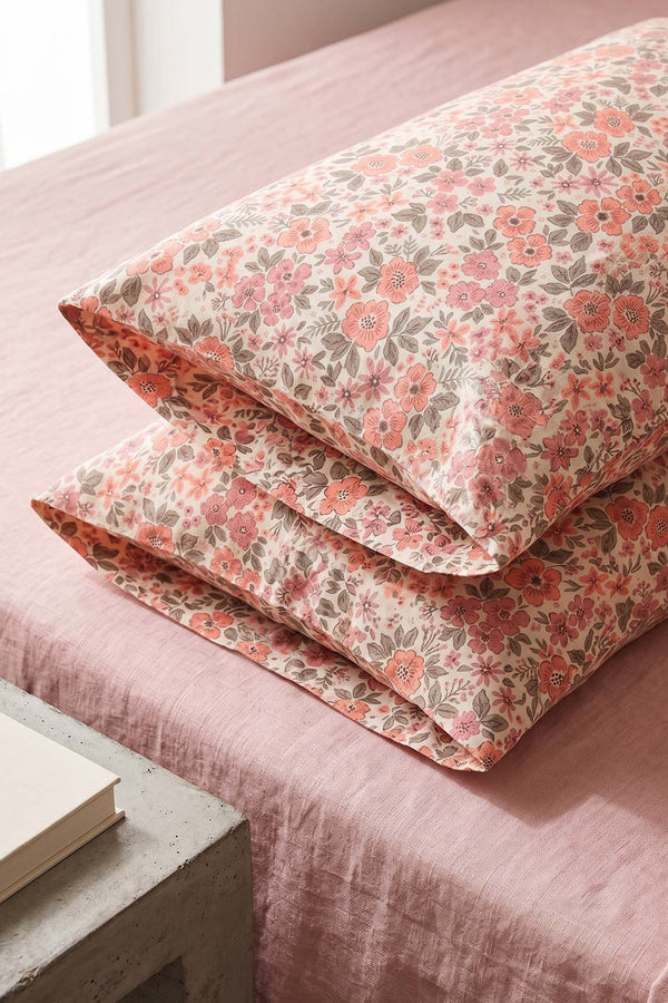 Pembe Bahar Pamuklu 2'li Yastık Kılıfı 50x70 cm