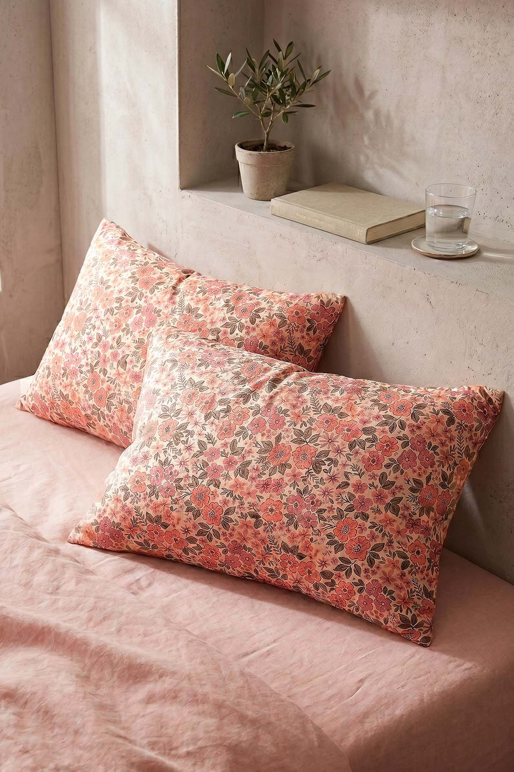 Pembe Bahar Pamuklu 2'li Yastık Kılıfı 50x70 cm