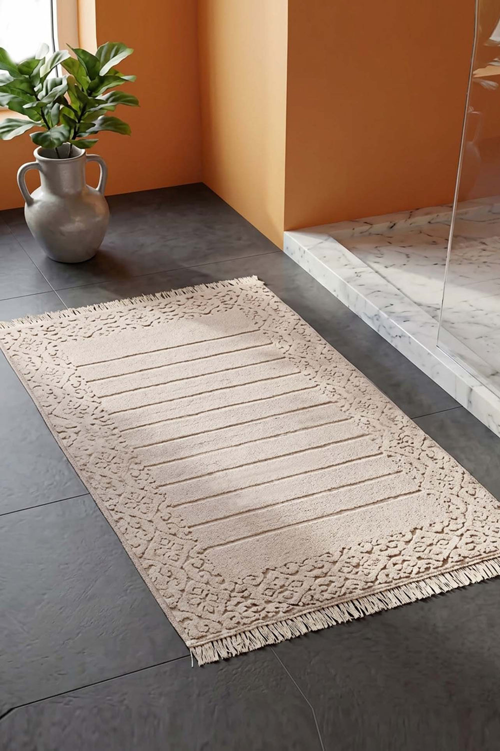 Aflora Bej %100 Pamuklu Ayak Havlusu - 60x130 cm
