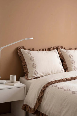 Damask Flora Çift Kişilik %100 Pamuklu Nevresim Takımı - 4 Parça