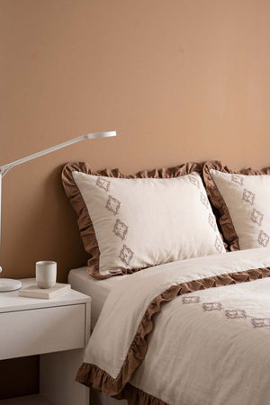 Damask Flora Çift Kişilik %100 Pamuklu Nevresim Takımı - 4 Parça