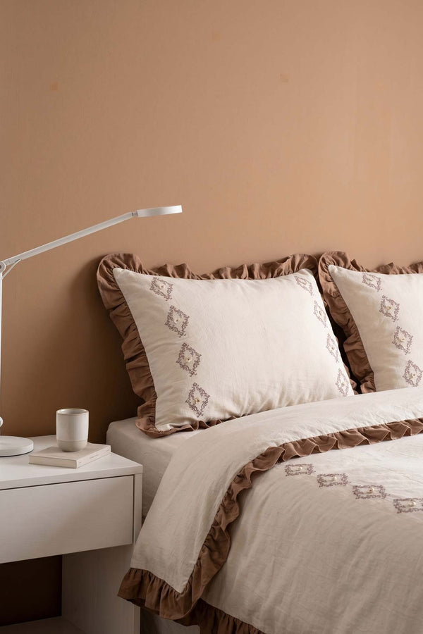 Damask Flora Çift Kişilik %100 Pamuklu Nevresim Takımı - 4 Parça