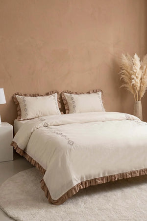 Damask Flora Çift Kişilik %100 Pamuklu Nevresim Takımı - 4 Parça