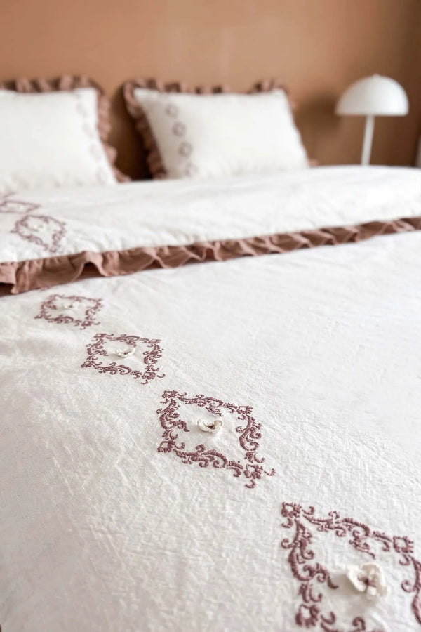 Damask Flora Çift Kişilik %100 Pamuklu Nevresim Takımı - 4 Parça