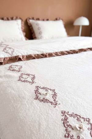 Damask Flora Çift Kişilik %100 Pamuklu Nevresim Takımı - 4 Parça