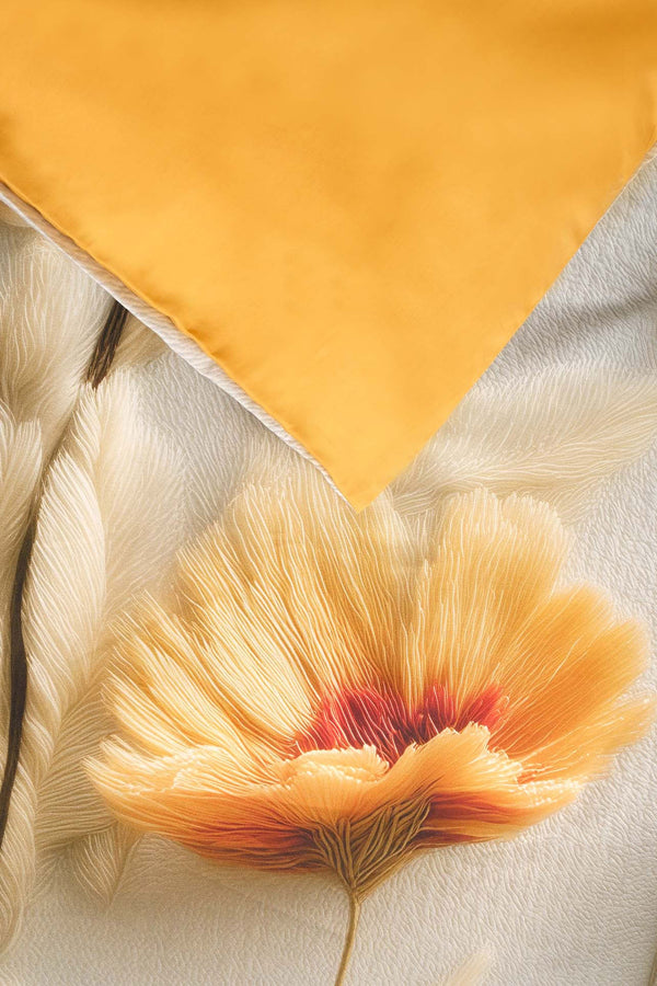 Hardal Flower 5D Saten Çift Kişilik Nevresim Takımı – 6 Parça Çeyiz Seti