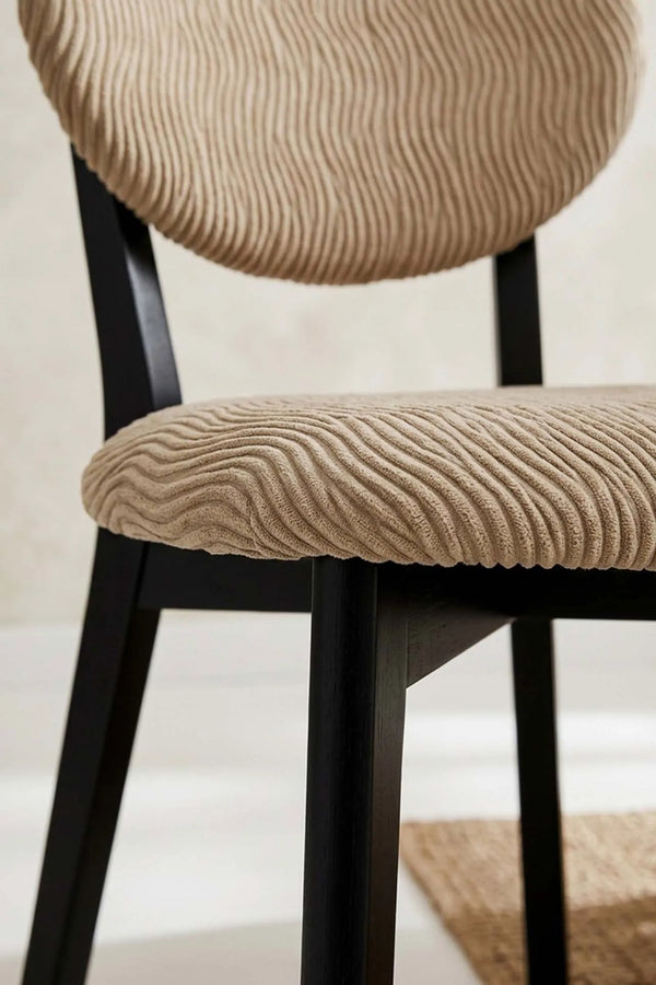 Bej Renk Jakarlı Likralı Esnek Sandalye Kılıfı Takımı - 6'lı Set
